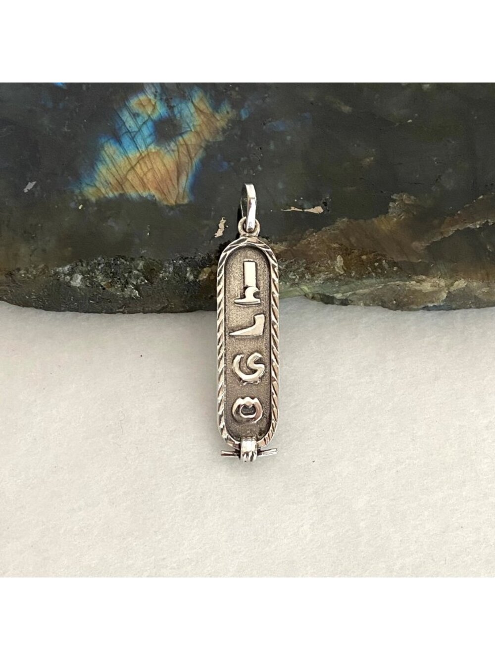 Solid Sterling Silver 925 Egyptian Hieroglyph ERIN Pendant